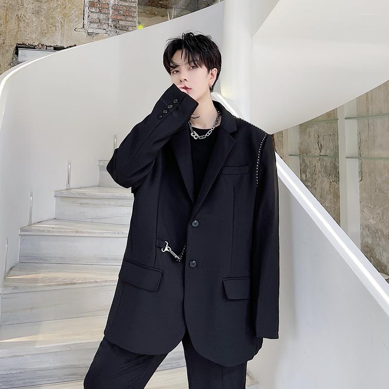 Men's Suits Man Vintage Hip Hop Suit Jacket Blazer Men Lock Buckle Japan Korean Streetwear Fashion Loose Casual Black Coat, H1356
Men's Suits Man Vintage Hip Hop Suit Jacket Blazer Men Lock Buckle Japan Korean Streetwear Fashion Loose Casual Black Coat, H1356