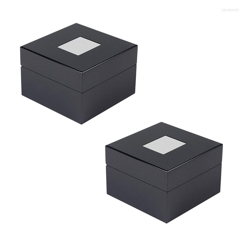 Watch Boxes 2X Black Lacquered Wooden High-End Box Brand Display Square 
Watch Boxes 2X Black Lacquered Wooden High-End Box Brand Display Square