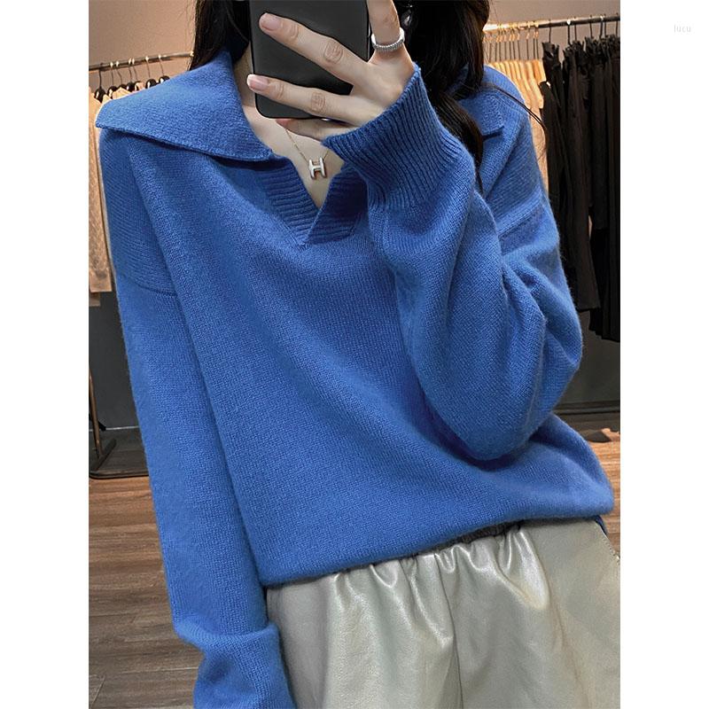 Women' Sweaters Sweater Women' Elegant Autumn/Winter Pure Wool Pullover Casual POLO Collar Knitwear Solid Color Loose Cashmere Ladies, Blue
Women' Sweaters Sweater Women' Elegant Autumn/Winter Pure Wool Pullover Casual POLO Collar Knitwear Solid Color Loose Cashmere Ladies, Blue