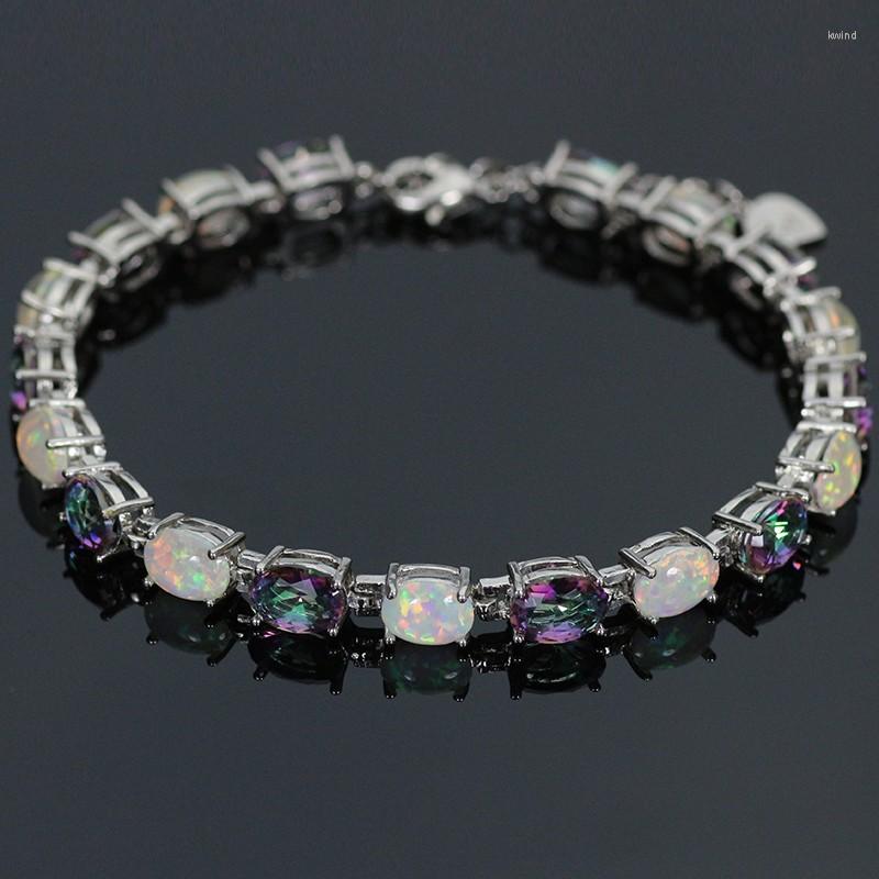 

Charm Bracelets JLB-052 Trendy Precious Fire Opal Gem & Purple Crystal For Women Elegant Jewelry Gift Lovers