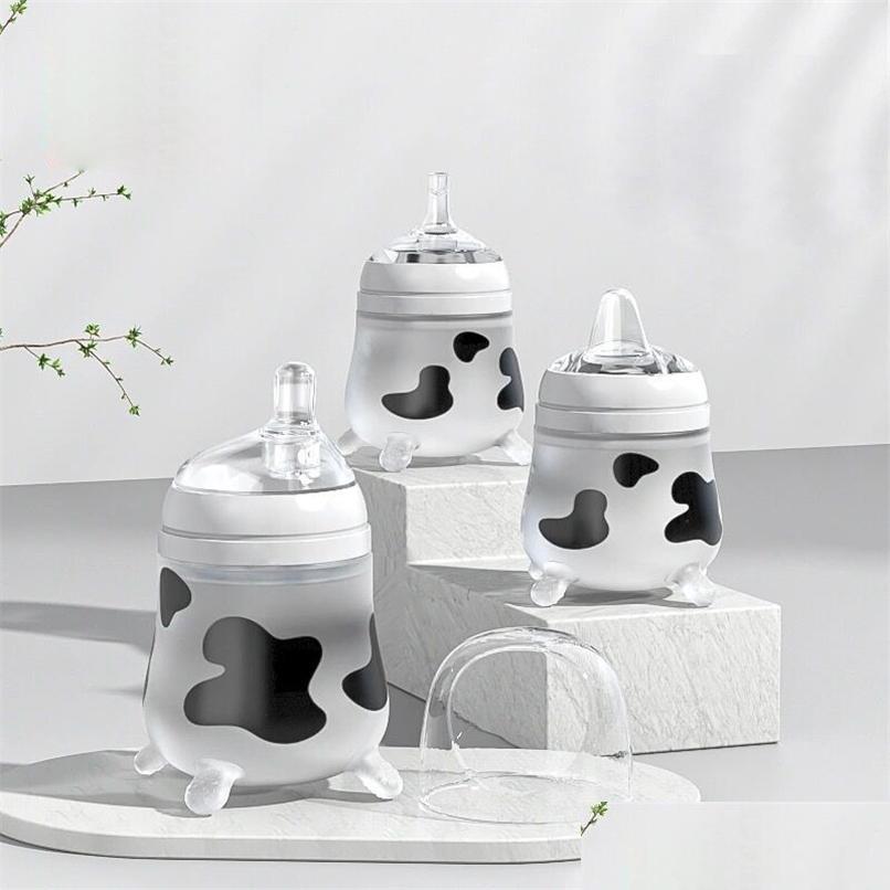 Baby Bottles# Sile Baby Feeding Bottle Cute Cow Imitating Breast Milk For Born Infant Anti-Colic Anti-Choking Supplies 211023 Drop D Dhipg