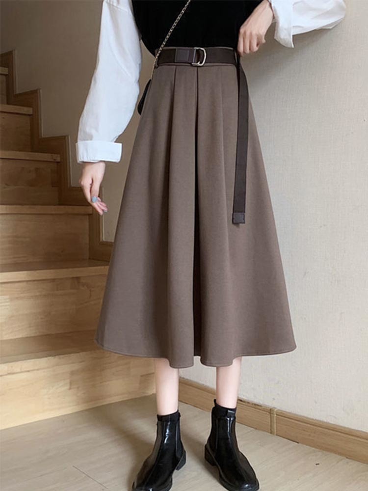 Skirts Solid Women Midcalf High Waist Friends Korean Style Elegant College Spring Autumn Allmatch Jupe Mujer Faldas Female Ins 221010, Black with belt
Skirts Solid Women Midcalf High Waist Friends Korean Style Elegant College Spring Autumn Allmatch Jupe Mujer Faldas Female Ins 221010, Black with belt