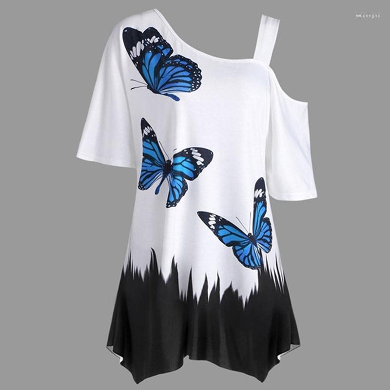 Women's T Shirts Summer T-Shirts Women Butterfly Printed Tee One Shoulder Irregular Top Female Loose Streetwear, Wine red
Women's T Shirts Summer T-Shirts Women Butterfly Printed Tee One Shoulder Irregular Top Female Loose Streetwear, Wine red