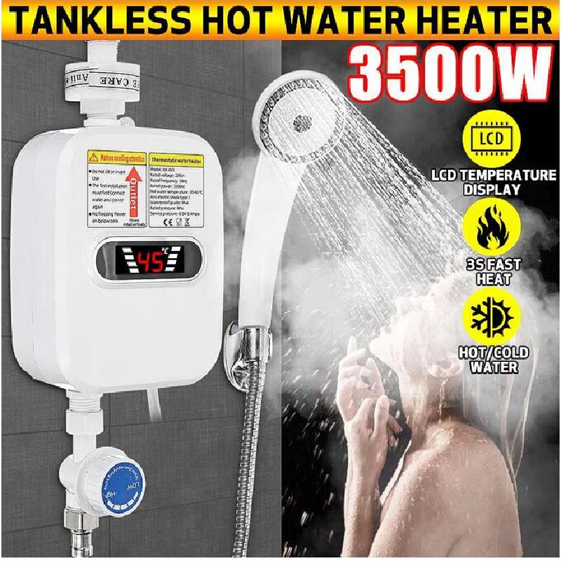

3500W Tankless Water Heater Faucet Shower Instant Water-Heater Electric Tap Heating for Kitchen and Bathroom