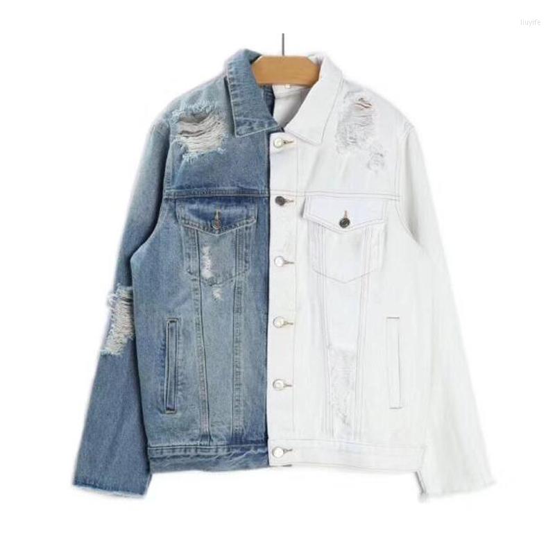 Women' Jackets VSUE Women Denim Jacket Blue White Frayed Patchwork Asymmetrical C0152, Picture shown
Women' Jackets VSUE Women Denim Jacket Blue White Frayed Patchwork Asymmetrical C0152, Picture shown