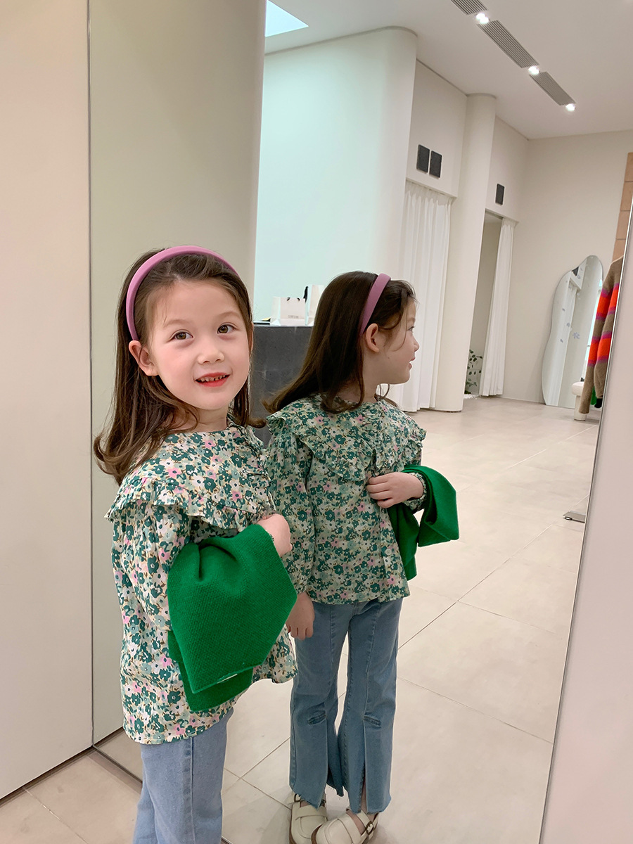 Autumn Baby Girl Clothes set green flower doll collar shirt with denim pants Outfit, As picture
Autumn Baby Girl Clothes set green flower doll collar shirt with denim pants Outfit, As picture