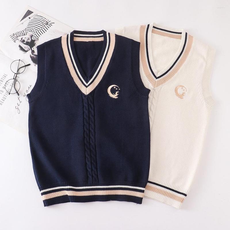 Women' Sweaters Moon Embroidered Sweater Vest Cute Student Girl Sleeveless Pullover, White
Women' Sweaters Moon Embroidered Sweater Vest Cute Student Girl Sleeveless Pullover, White