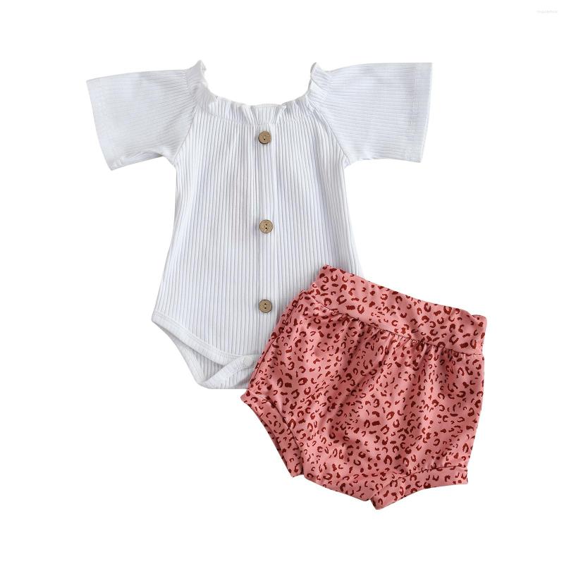 Clothing Sets 2Pcs Baby Girls Outfit Summer Breathable Solid Color Short Sleeve Button Ribbed Romper Casual Leopard Point Shorts Set, Picture shown
Clothing Sets 2Pcs Baby Girls Outfit Summer Breathable Solid Color Short Sleeve Button Ribbed Romper Casual Leopard Point Shorts Set, Picture shown