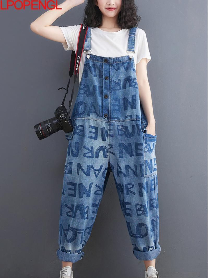 Women's Jean Clothes Loose Wide Leg Denim Pants Sleeveless Spring Summer Jumpsuits Overalls Fashion Lady Vintage Printed Rompers 221011, Blue
Women's Jean Clothes Loose Wide Leg Denim Pants Sleeveless Spring Summer Jumpsuits Overalls Fashion Lady Vintage Printed Rompers 221011, Blue
