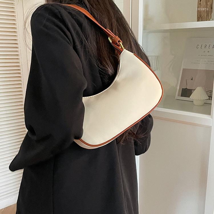 Evening Bags Women's Bag High-end Western Style Shoulder Handbag Summer Contrast Color Crescent Saddle, White
Evening Bags Women's Bag High-end Western Style Shoulder Handbag Summer Contrast Color Crescent Saddle, White
