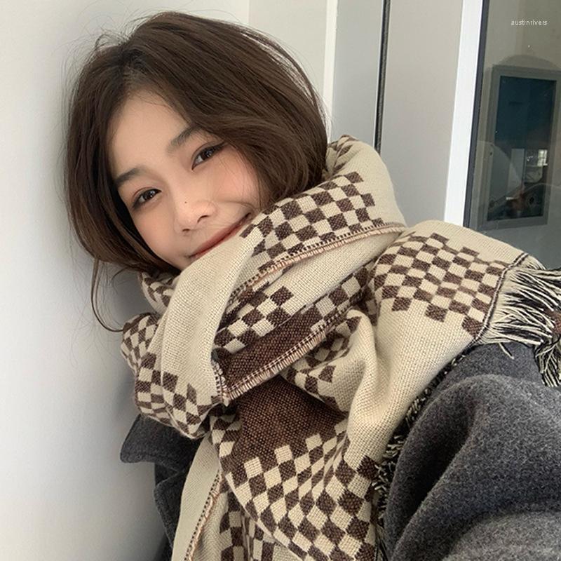 Scarves Luxury Checkerboard Pattern Scarf Winter Warm Cashmere Women Long Pashmina Foulard Female Ladies Tassel Shawl Wraps
Scarves Luxury Checkerboard Pattern Scarf Winter Warm Cashmere Women Long Pashmina Foulard Female Ladies Tassel Shawl Wraps