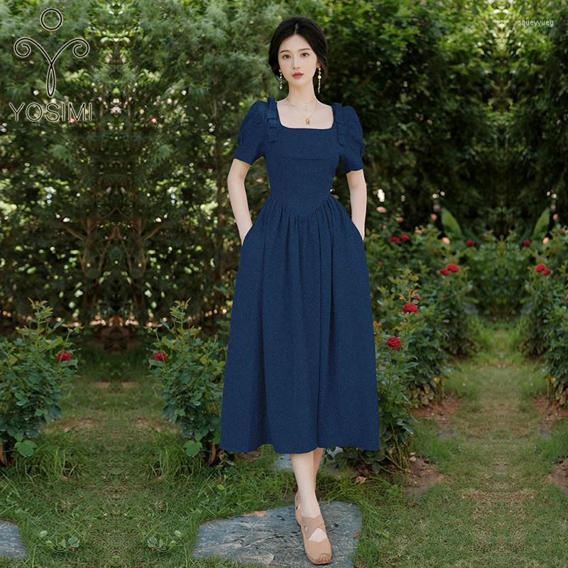 Party Dresses YOSIMI Women Long Dress Elegant 2022 Summer Vintage Square Collar Mid-calf Short Sleeve A-Line Blue For
Party Dresses YOSIMI Women Long Dress Elegant 2022 Summer Vintage Square Collar Mid-calf Short Sleeve A-Line Blue For