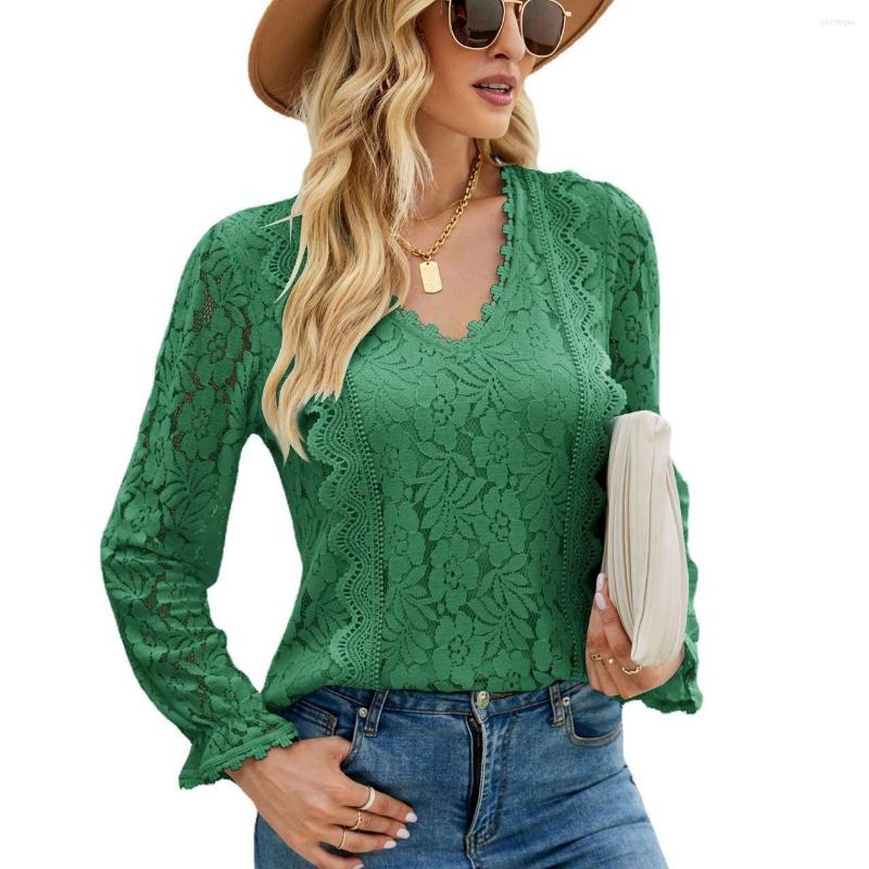 Women's T Shirts Autumn Women Lace Tops Solid Color V-Neck Long Sleeve T-shirt Lady Sexy Blouse 8 Colors, Black
Women's T Shirts Autumn Women Lace Tops Solid Color V-Neck Long Sleeve T-shirt Lady Sexy Blouse 8 Colors, Black