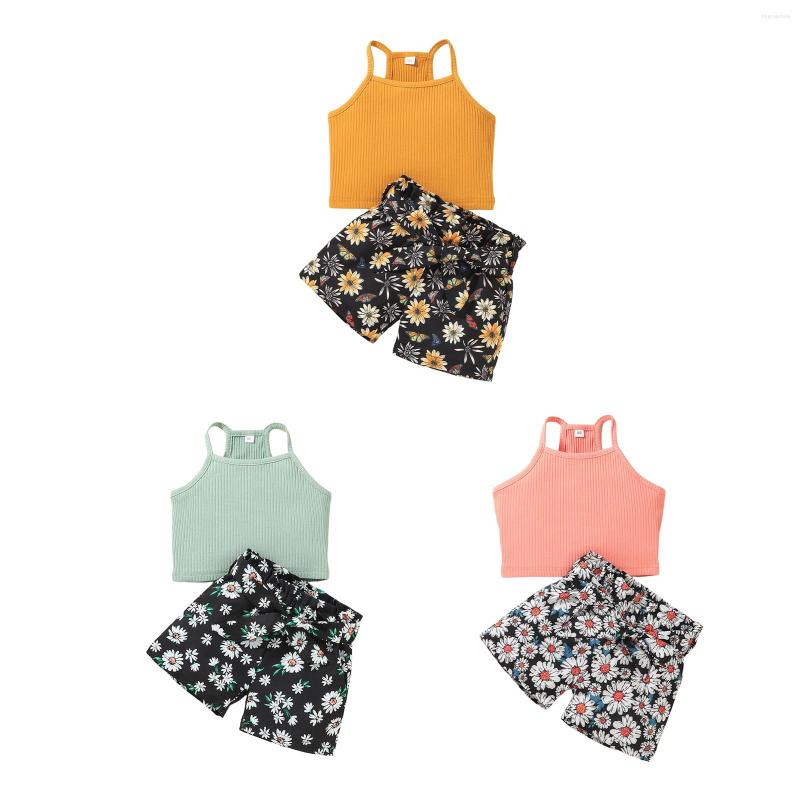 Clothing Sets Toddler Girls 2PCS Summer Outfits Sleeveless Rib Knit Strap Crop Tops Floral Belted Shorts Set, Green
Clothing Sets Toddler Girls 2PCS Summer Outfits Sleeveless Rib Knit Strap Crop Tops Floral Belted Shorts Set, Green
