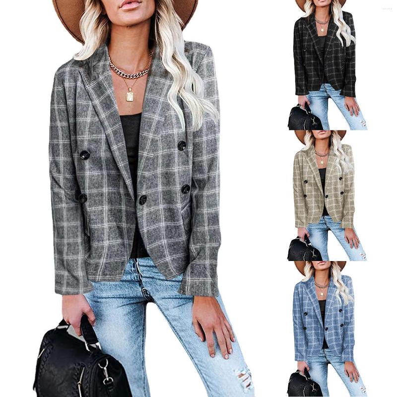 Women's Suits Spring Autumn Suit Jacket Plaid Blazer Women Long-Sleeve Double-Breasted Tops Slim Coat Office Lady Woman Clothing, Khaki
Women's Suits Spring Autumn Suit Jacket Plaid Blazer Women Long-Sleeve Double-Breasted Tops Slim Coat Office Lady Woman Clothing, Khaki