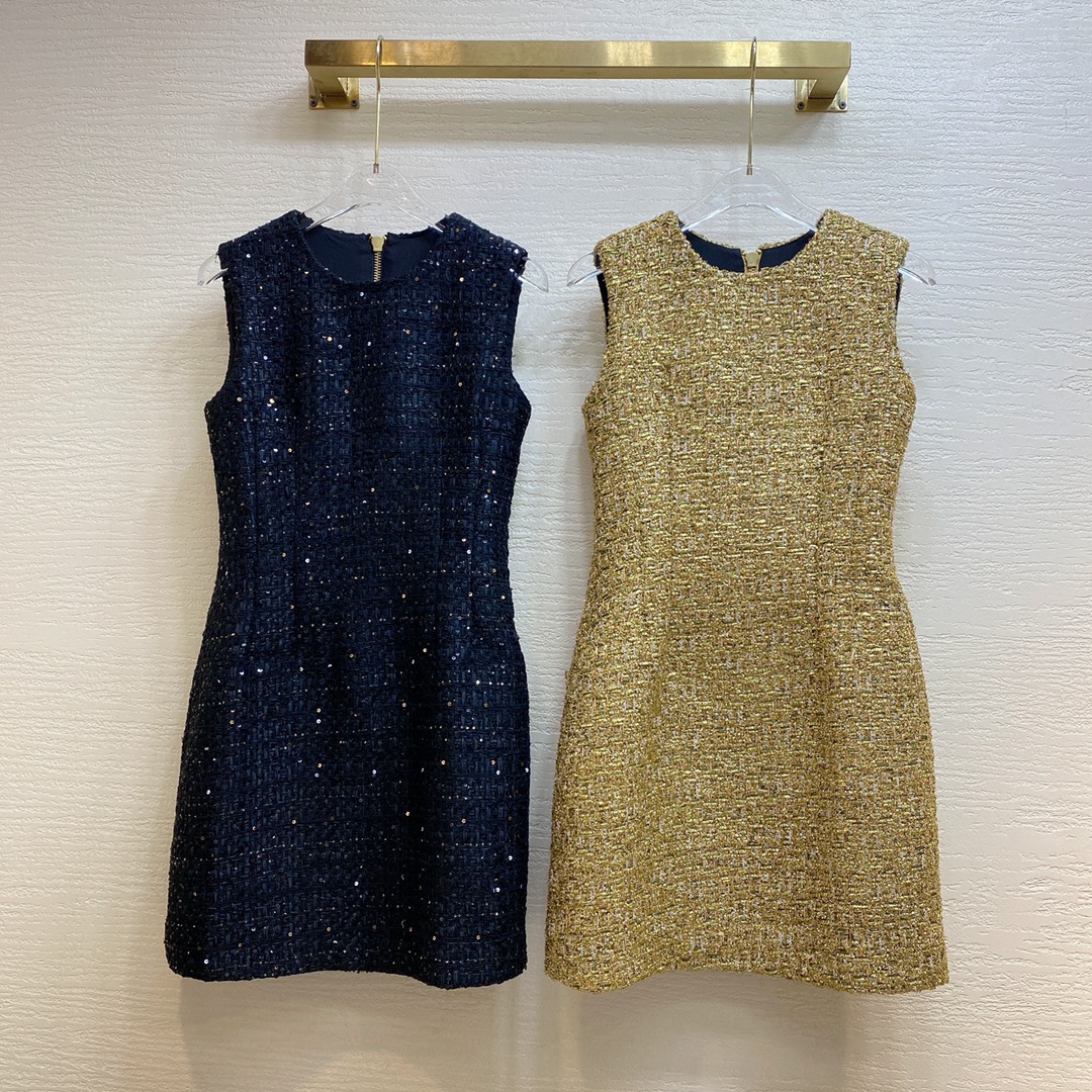 Casual Dresses European designer designed a new autumn and winter original custom woven tweed sleeveless dress, Gold
Casual Dresses European designer designed a new autumn and winter original custom woven tweed sleeveless dress, Gold