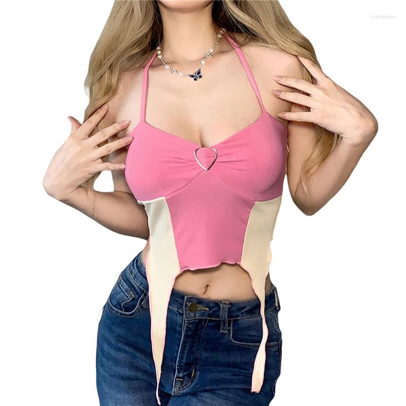 Women' Tanks Women Vest Shirt Sleeveless Hanging Neck Patchwork Street Casual Party Summer Drawstring Crop Tops /M/L, Pink
Women' Tanks Women Vest Shirt Sleeveless Hanging Neck Patchwork Street Casual Party Summer Drawstring Crop Tops /M/L, Pink