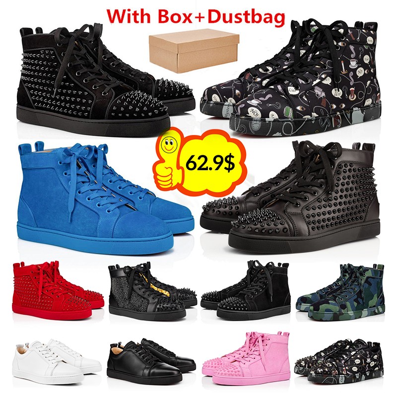 Luxurys Designers shoes Rubber bottoms black silver red suede leather high low tops studded spikes fashion women flat sneaker Party Lovers size 35-47, 14
Luxurys Designers shoes Rubber bottoms black silver red suede leather high low tops studded spikes fashion women flat sneaker Party Lovers size 35-47, 14