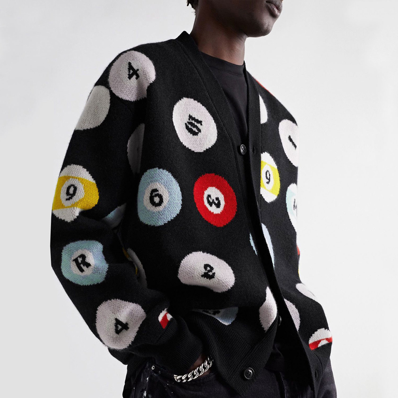 22FW Autumn Winter Men Women Cardigan Billiards Sweater USA High Street Warm Keeping Knitted Skateboard Sweaters, Black
22FW Autumn Winter Men Women Cardigan Billiards Sweater USA High Street Warm Keeping Knitted Skateboard Sweaters, Black