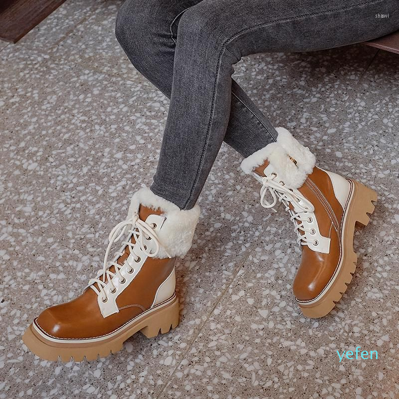 Boots 2022 Genuine Leather Snow Square High Heel Lace Up Platform Ankle Round Toe Winter, 1 brown
Boots 2022 Genuine Leather Snow Square High Heel Lace Up Platform Ankle Round Toe Winter, 1 brown