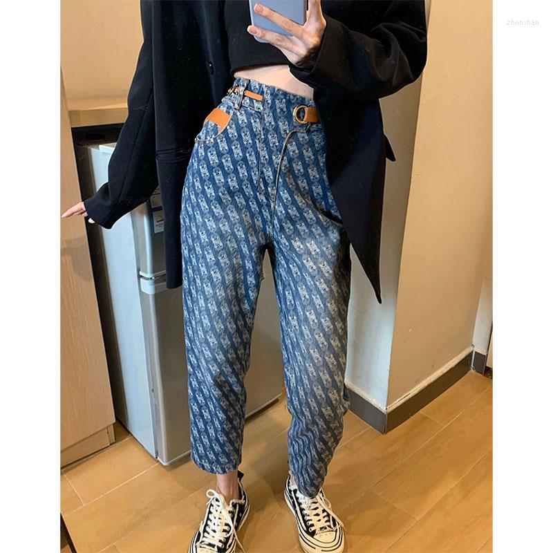 Women' Jeans 2022 Spring Autumn Fashion Women High Waist Slim Casual Ankle-length Vintage Print Cotton Denim Harem Pants V644, Blue 
Women' Jeans 2022 Spring Autumn Fashion Women High Waist Slim Casual Ankle-length Vintage Print Cotton Denim Harem Pants V644, Blue