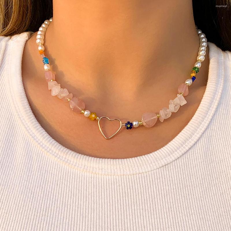 Choker Bohemian Natural Stones Handmade Pearls Chain For Women Fashion Jewelry Pink Stone Clavicle Boho Heart Necklaces Gift
Choker Bohemian Natural Stones Handmade Pearls Chain For Women Fashion Jewelry Pink Stone Clavicle Boho Heart Necklaces Gift