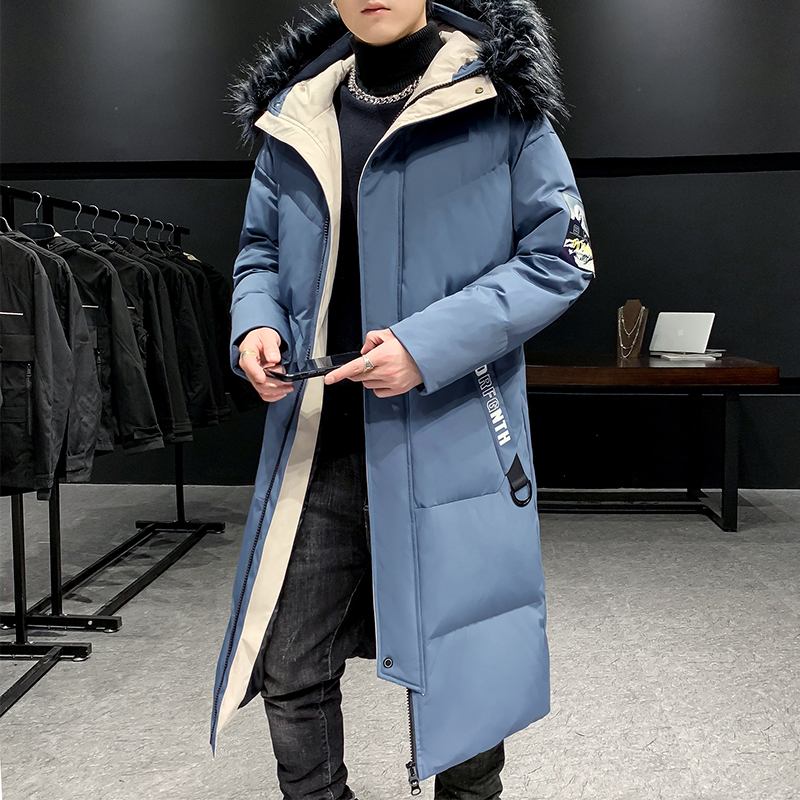 Mens Down Parkas Jacket Autumn Winter Coat Fashion Trend Thickening KneeLength Hat Detachable 221010