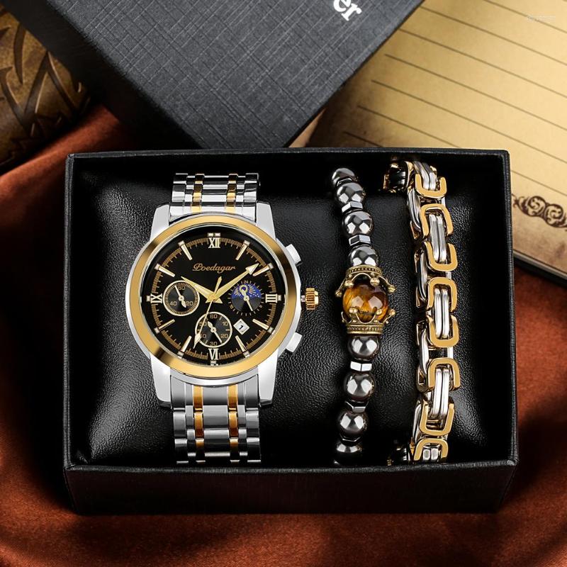 Wristwatches Luxury Men's 4 Pcs/Set Gift Box Quartz Men Luminous Calendar Watch Full Steel Waterproof Bracelet Set Presente Masculino, Gift set b
Wristwatches Luxury Men's 4 Pcs/Set Gift Box Quartz Men Luminous Calendar Watch Full Steel Waterproof Bracelet Set Presente Masculino, Gift set b