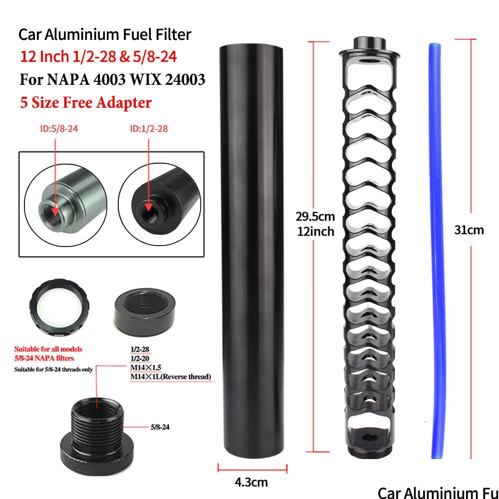 Fuel Filter 12 Inch Aluminum Car Fuel Filter Extension Spiral 1 2X28 Soent Trap 5/8-24 Single Core For Napa4003 Wix 24003 Drop Delive Dhnsz
Fuel Filter 12 Inch Aluminum Car Fuel Filter Extension Spiral 1 2X28 Soent Trap 5/8-24 Single Core For Napa4003 Wix 24003 Drop Delive Dhnsz