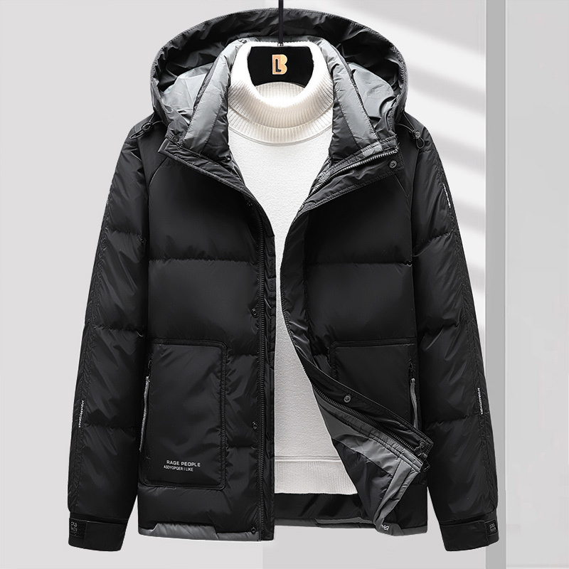 Mens Down Parkas Winter Warm Down Jacket Mens Hooded Casual Parka Coat 80% White Duck Down Jackets Men Thicken Solid Color Zipper Coats M5XL 221010