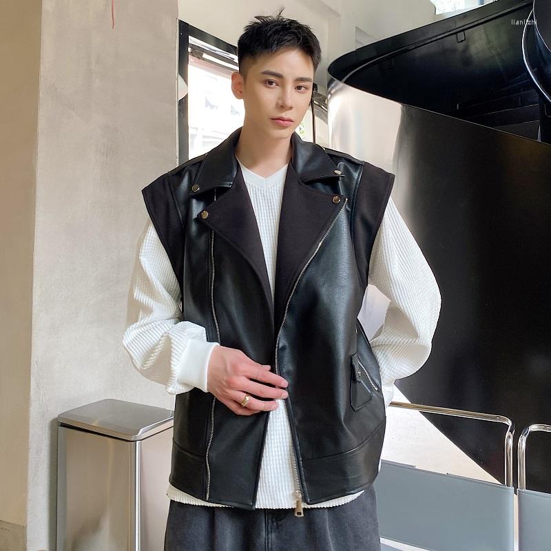 Men's Vests Men Leather Splice Wool Yuppie Functional Waistcoat Motorcycle Vest Man Streetwear Vintage Fashion Loose Sleeveless Coat, 5038
Men's Vests Men Leather Splice Wool Yuppie Functional Waistcoat Motorcycle Vest Man Streetwear Vintage Fashion Loose Sleeveless Coat, 5038