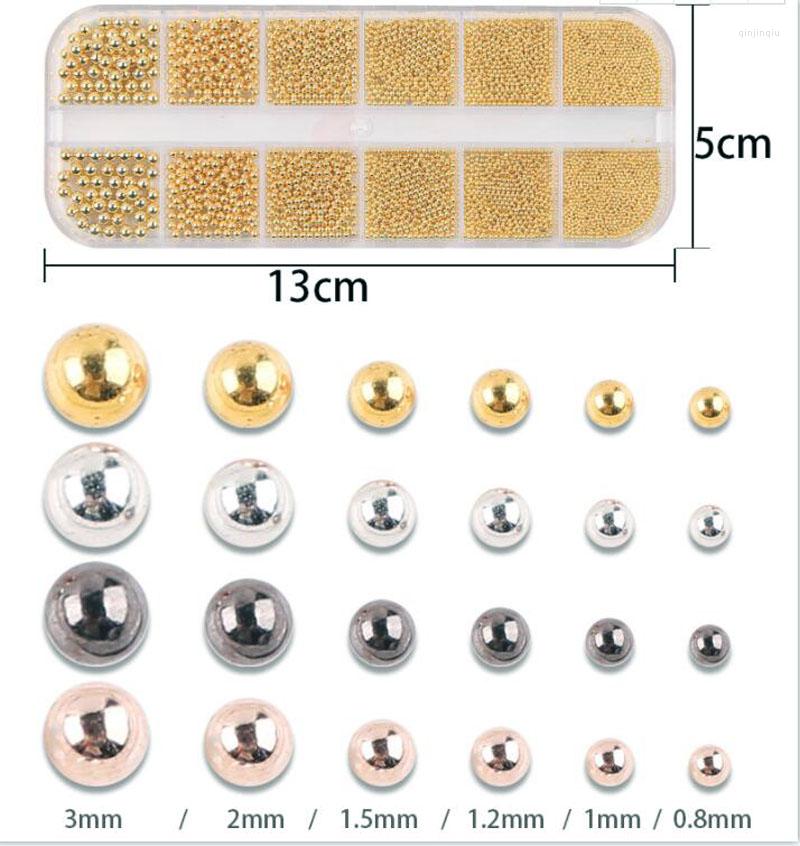 Nail Art Decorations 6Sizes 0.8-3.0mm Gold/Silver Metal Round Beads 12Grids/Box Stainless Steel Ball Bead Micro Studs Design
Nail Art Decorations 6Sizes 0.8-3.0mm Gold/Silver Metal Round Beads 12Grids/Box Stainless Steel Ball Bead Micro Studs Design