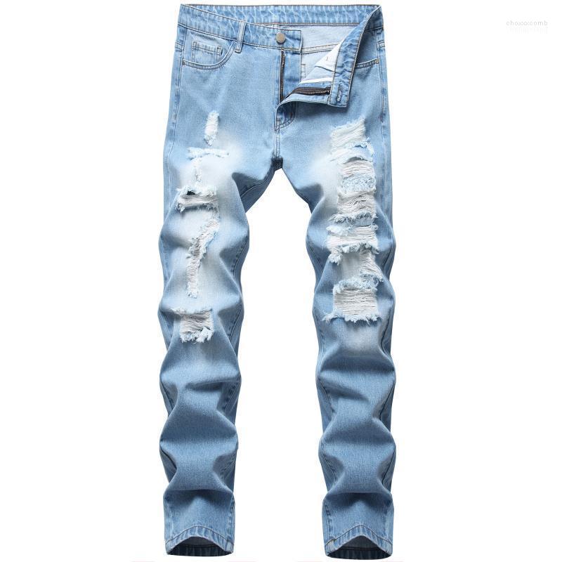 Men's Jeans Men's Men Hole Bleached Straight Washed Denim Full Length Ripped Trousers Male, Sky blue
Men's Jeans Men's Men Hole Bleached Straight Washed Denim Full Length Ripped Trousers Male, Sky blue