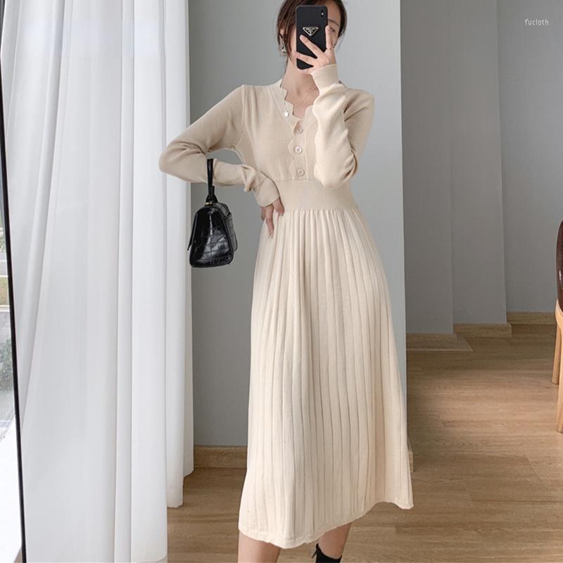 Casual Dresses Knitted Dress Women 2022 Autumn Winter V-neck Button High Waist A-line Elegant Ladies Solid Sweater, Apricot
Casual Dresses Knitted Dress Women 2022 Autumn Winter V-neck Button High Waist A-line Elegant Ladies Solid Sweater, Apricot