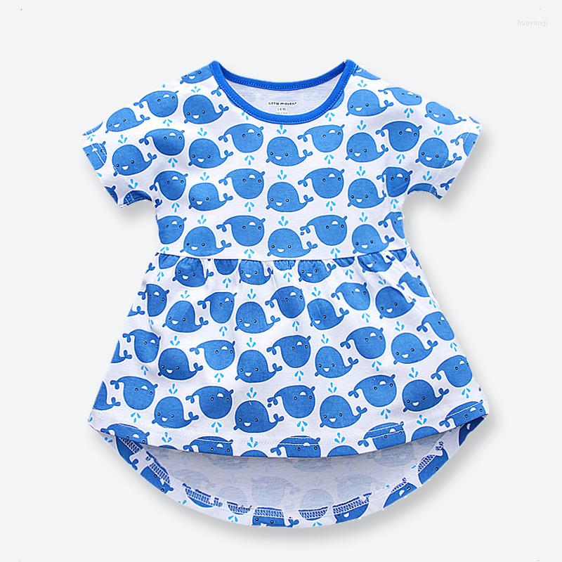 

Girl Dresses Fashion Summer Dress Good Quality Baby Casual Girls Clothes Cotton Short Sleeve Costume For Kids 1-6 Years Old, Blue