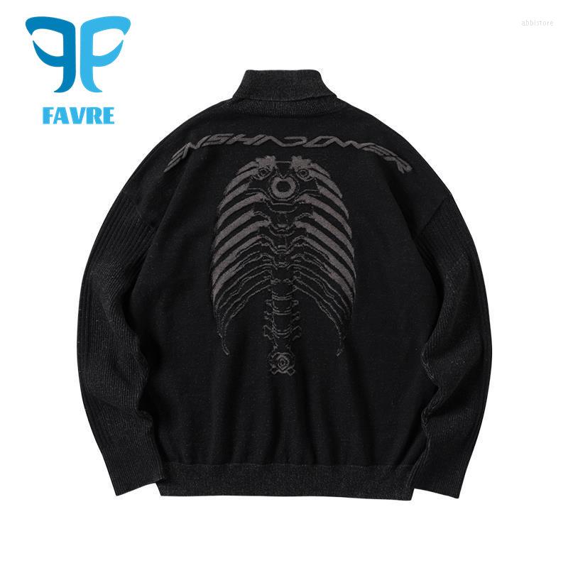 Men's Sweaters FAVRE Turtleneck Pullovers Men Winter Black Mechanical Spine Rib Skeleton Pattern Printed Long-Sleeved Knitted Sweater
Men's Sweaters FAVRE Turtleneck Pullovers Men Winter Black Mechanical Spine Rib Skeleton Pattern Printed Long-Sleeved Knitted Sweater