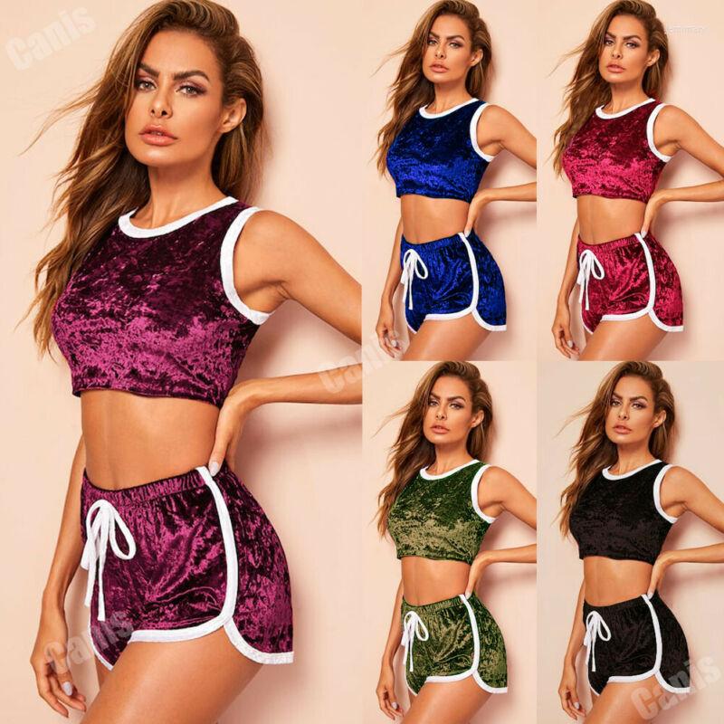 Women' Tracksuits Pajama Set Sexy Velvet Sleepwear Women Summer Sleeveless O-Neck Crop Tops Shorts Solid Nightwear, Black
Women' Tracksuits Pajama Set Sexy Velvet Sleepwear Women Summer Sleeveless O-Neck Crop Tops Shorts Solid Nightwear, Black