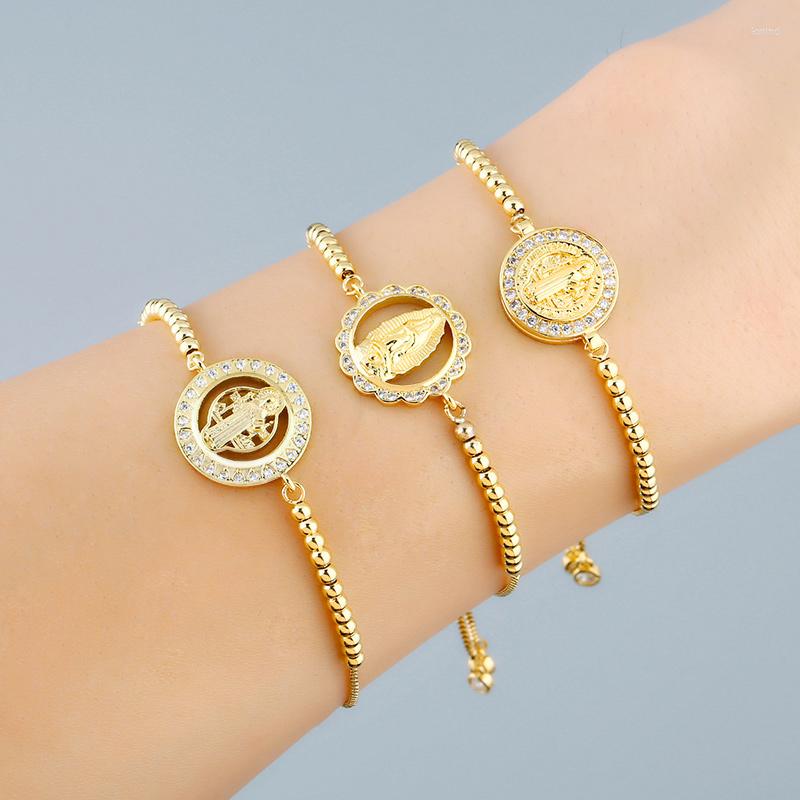 Charm Bracelets Small Crystal Virgin Mary Bracelet For Women Copper Zirconia Gold Beads San Benito Religious Jewelry Gifts Brtc43
Charm Bracelets Small Crystal Virgin Mary Bracelet For Women Copper Zirconia Gold Beads San Benito Religious Jewelry Gifts Brtc43