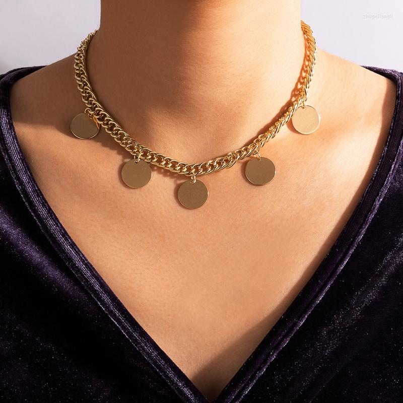 Choker HuaTang Europe America Round Sequins Necklace For Women Heavy Metal Gold Alloy Adjustable Clavicle Chain Girls Jewelry 17352
Choker HuaTang Europe America Round Sequins Necklace For Women Heavy Metal Gold Alloy Adjustable Clavicle Chain Girls Jewelry 17352
