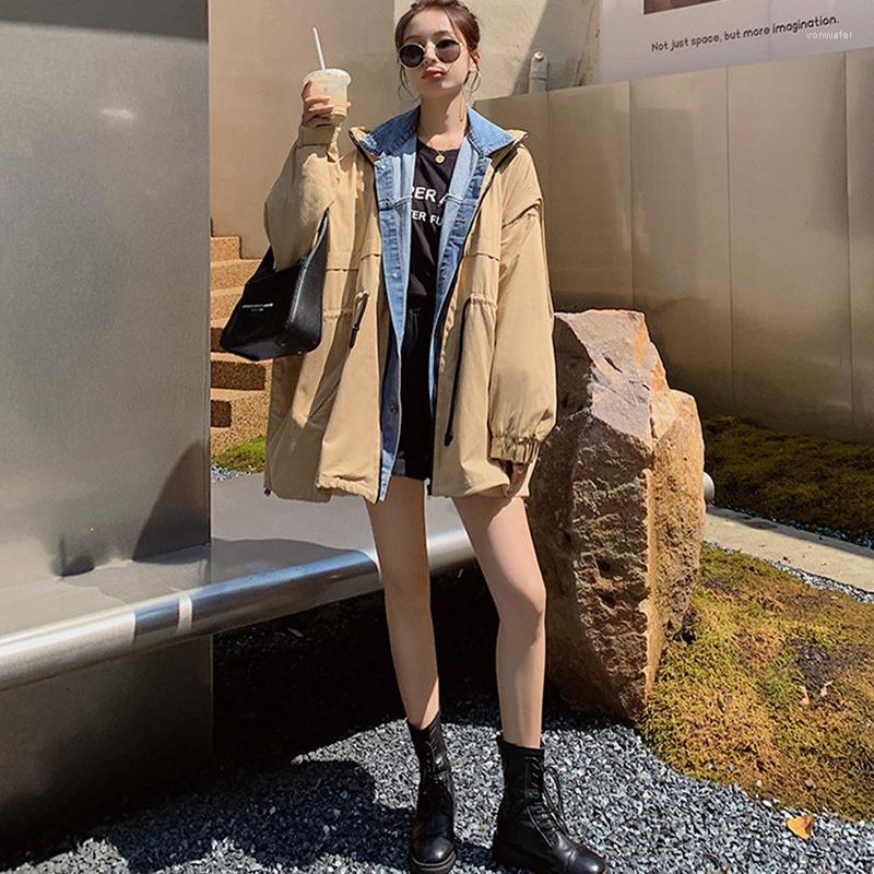Women' Trench Coats Women' Windbreaker Coat Autumn Jacket Loose Waist Design Hooded Khaki Denim Stitching Straight Casual Fashion
Women' Trench Coats Women' Windbreaker Coat Autumn Jacket Loose Waist Design Hooded Khaki Denim Stitching Straight Casual Fashion