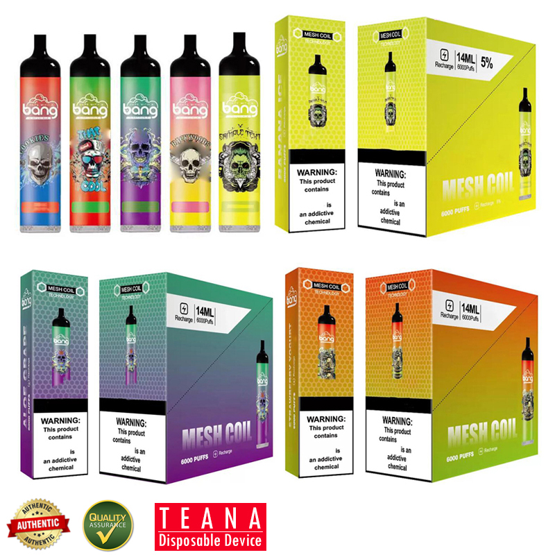 Bang Mesh Coil 6000 Puffs E Cigarette Kit 2% 3% 5% Disposable Vape Pre-filled 14ml Pods Cartridges 850mAh Rechargeable Ecigarettes Vapes 20 Flavs, Remark colors
Bang Mesh Coil 6000 Puffs E Cigarette Kit 2% 3% 5% Disposable Vape Pre-filled 14ml Pods Cartridges 850mAh Rechargeable Ecigarettes Vapes 20 Flavs, Remark colors