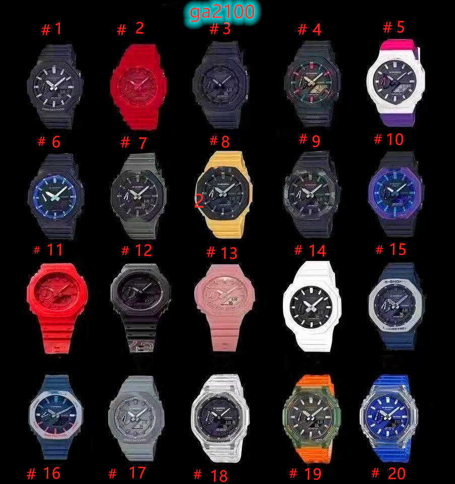 Sport Digital Quartz Man Iced Out Watch LED Dual display World Time Waterproof All hands can operate the 2100 Series