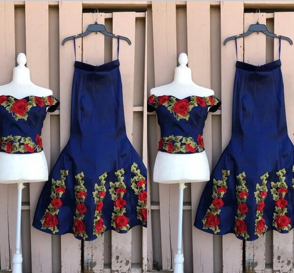 2023 Vintage Floral Applique Prom Dresses Two Pieces Mermaid Style Off The Shoulder Quinceanera Dress Satin Formal Evening Gowns, Red 
2023 Vintage Floral Applique Prom Dresses Two Pieces Mermaid Style Off The Shoulder Quinceanera Dress Satin Formal Evening Gowns, Red