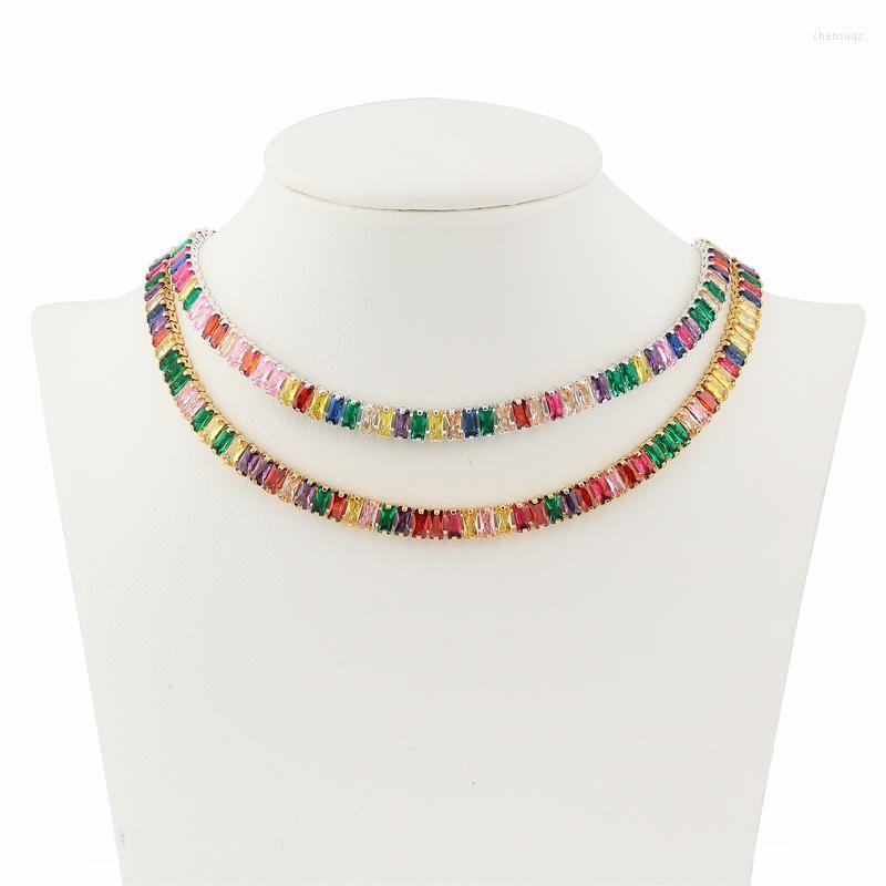 Choker Women's Gold CZ Colorful Necklace Shiny Rainbow Crystal Zircon Tennis Chain Statement Jewelry Drop
Choker Women's Gold CZ Colorful Necklace Shiny Rainbow Crystal Zircon Tennis Chain Statement Jewelry Drop