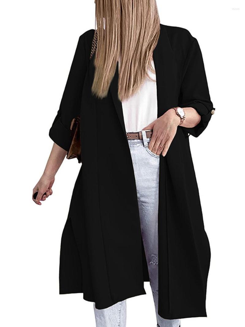 Women' Trench Coats Women Autumn Casual Open Front Coat Oversized Split Jackets Solid Color 3 4 Sleeve Lady Long Cardigan Hem Thin, A-red
Women' Trench Coats Women Autumn Casual Open Front Coat Oversized Split Jackets Solid Color 3 4 Sleeve Lady Long Cardigan Hem Thin, A-red