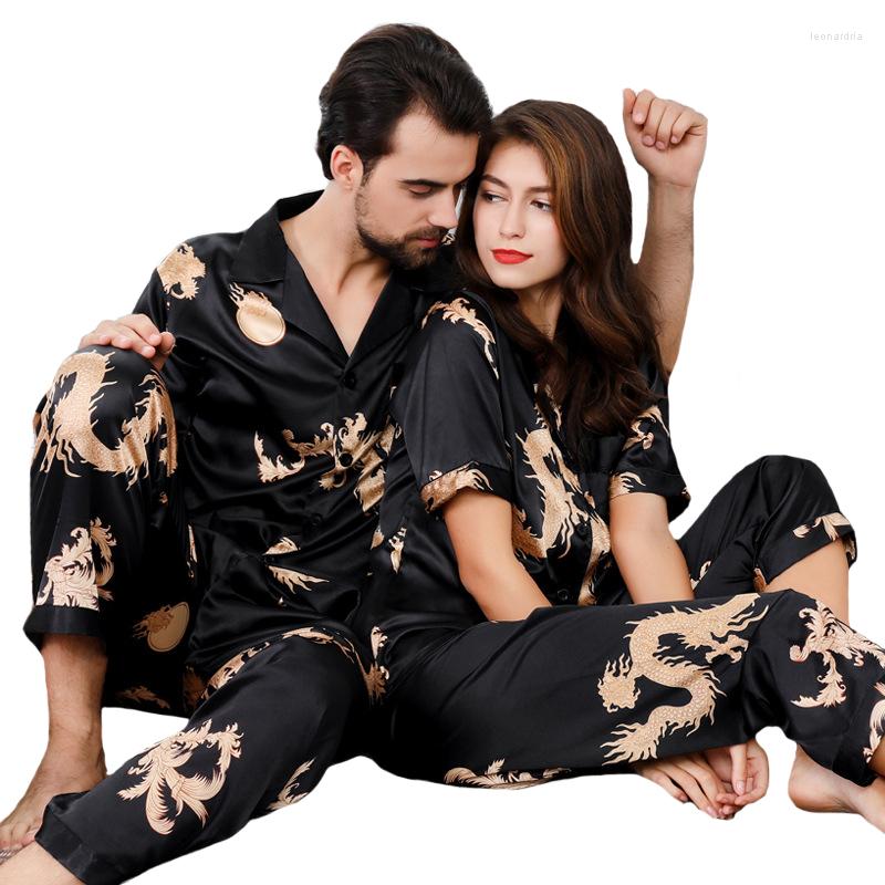 Men's Sleepwear Men Pajamas Set Print Chinese Dragon Satin Silk 2 Piece Pyjamas Couples Short-sleeved Rayon Home Wear Nightwear, Blue women
Men's Sleepwear Men Pajamas Set Print Chinese Dragon Satin Silk 2 Piece Pyjamas Couples Short-sleeved Rayon Home Wear Nightwear, Blue women