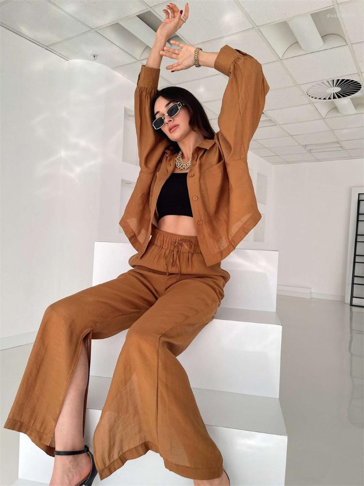 Women's Two Piece Pants Office Lady Summer Shirts Set Tops Slit Wide Leg Suits Casual Turn-down Collar Long Sleeve Outfits 2022, Black
Women's Two Piece Pants Office Lady Summer Shirts Set Tops Slit Wide Leg Suits Casual Turn-down Collar Long Sleeve Outfits 2022, Black