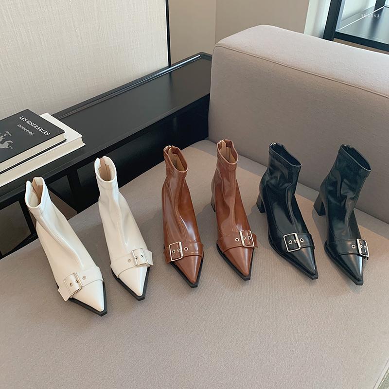 Boots Fashion Women Ankle Short Stretch Shoes Flat Mid Heels Black White Brown Belt Design Back Zipper Casual Party Sock Botas
Boots Fashion Women Ankle Short Stretch Shoes Flat Mid Heels Black White Brown Belt Design Back Zipper Casual Party Sock Botas