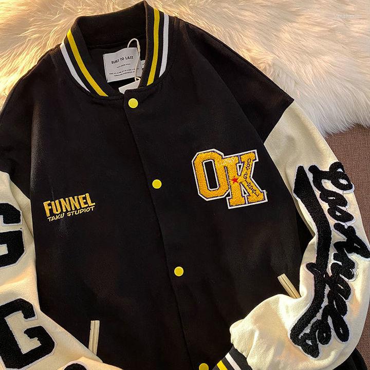 Men's Jackets Harajuku Women Coat Men's Couple Baseball Jacket 2022 Autumn Unisex Boyfriend Style Outerwear Varsity Hiphop Streetwear, G324237
Men's Jackets Harajuku Women Coat Men's Couple Baseball Jacket 2022 Autumn Unisex Boyfriend Style Outerwear Varsity Hiphop Streetwear, G324237