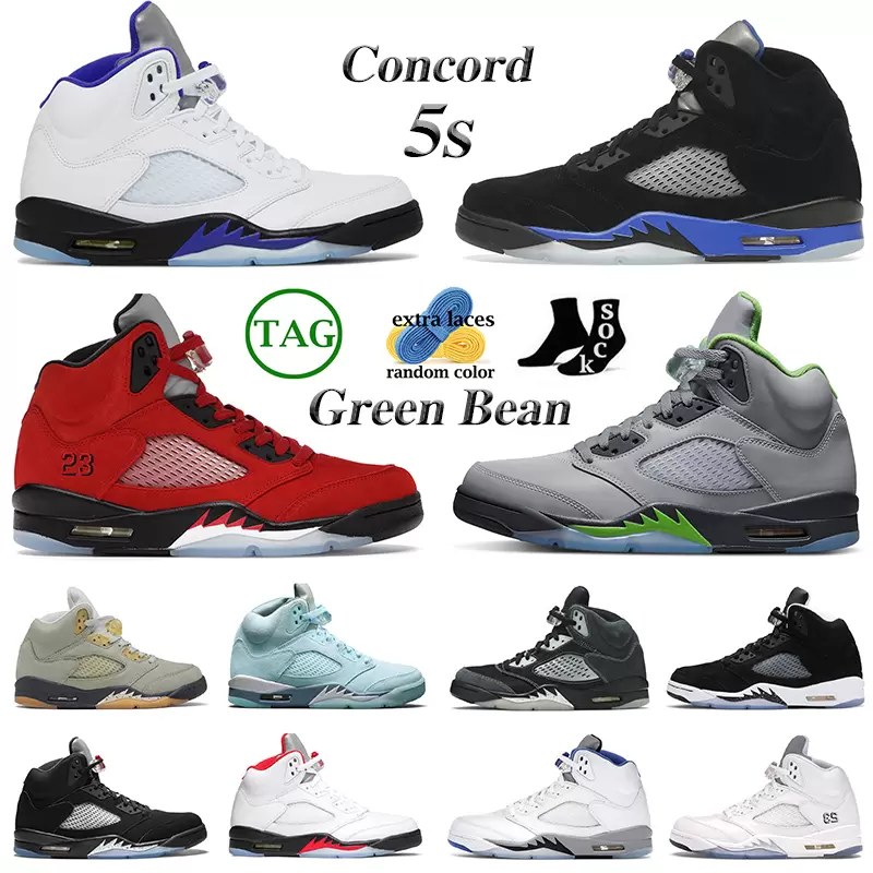5s Concord men basketball Shoes 5 Green Bean Racer Blue Bird Raging Red Jade Horizon Oreo Fire Metallic Alternate Bel Oregon mens trainers Sports Sneakers